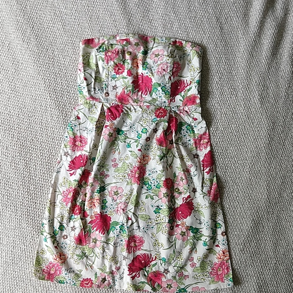 Strapless Floral knee length Dress
